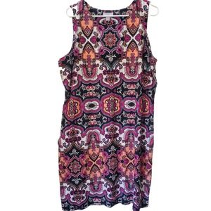 Charter Club Dress 1x Black Pink Pullover Tank Silky Stretch Casual Classy